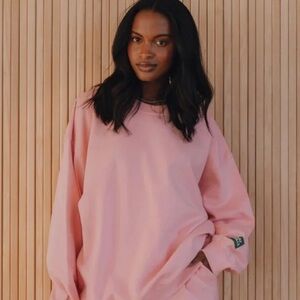 Dusty Rose Oversized Fleece Crewneck Daily Drills